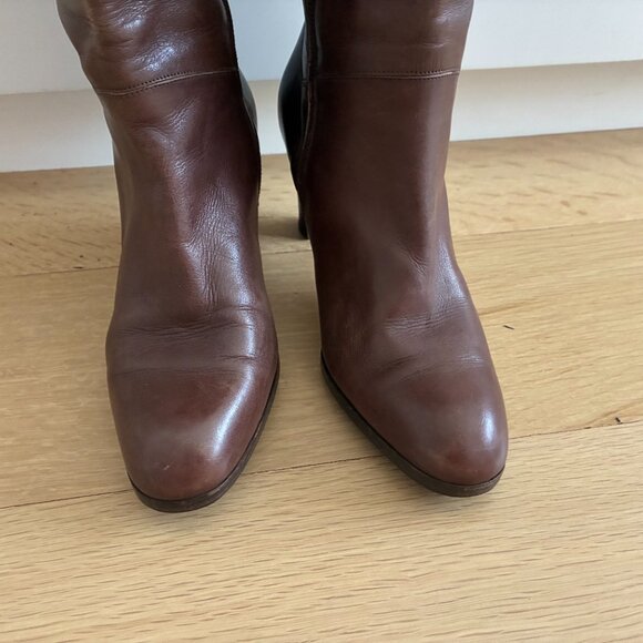 Designed by Mima, Women's Brown Leather Heeled Boots - Picture 6 of 8